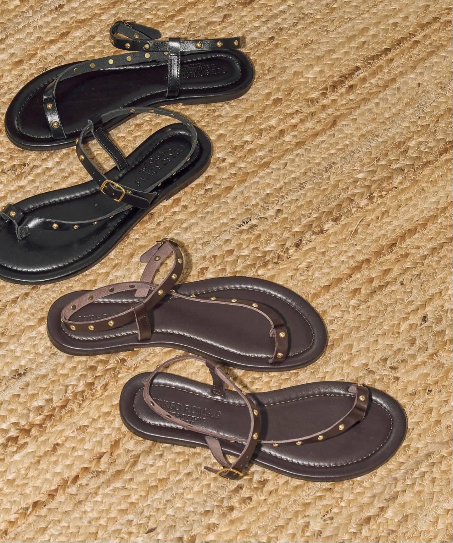 GRISE CORSO ROMA9/ コルソローマノーヴェ STUDS TONGS ルタロン シューズ・靴 サンダル ブラウン ブラック【送料無料】