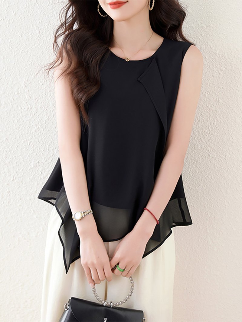 Doux Belle アシンメトリーシフォンブラウス レディース トップス ドゥー・ベル トップス シャツ・ブラウス ホワイト ブラック【送料無料】