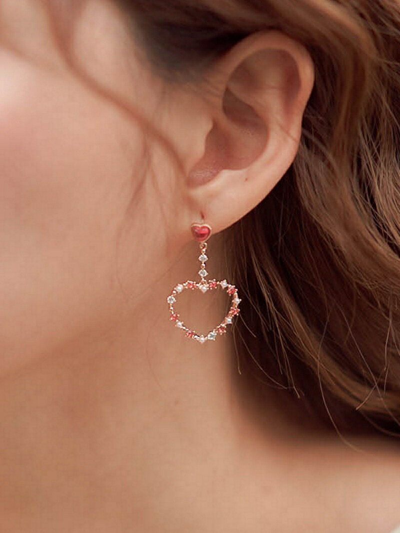 Ruby's Collection 【Ruby's Collection】ダブルハートの揺れるピアス ルビーコレクション アクセサリー ピアス ピンク レッド