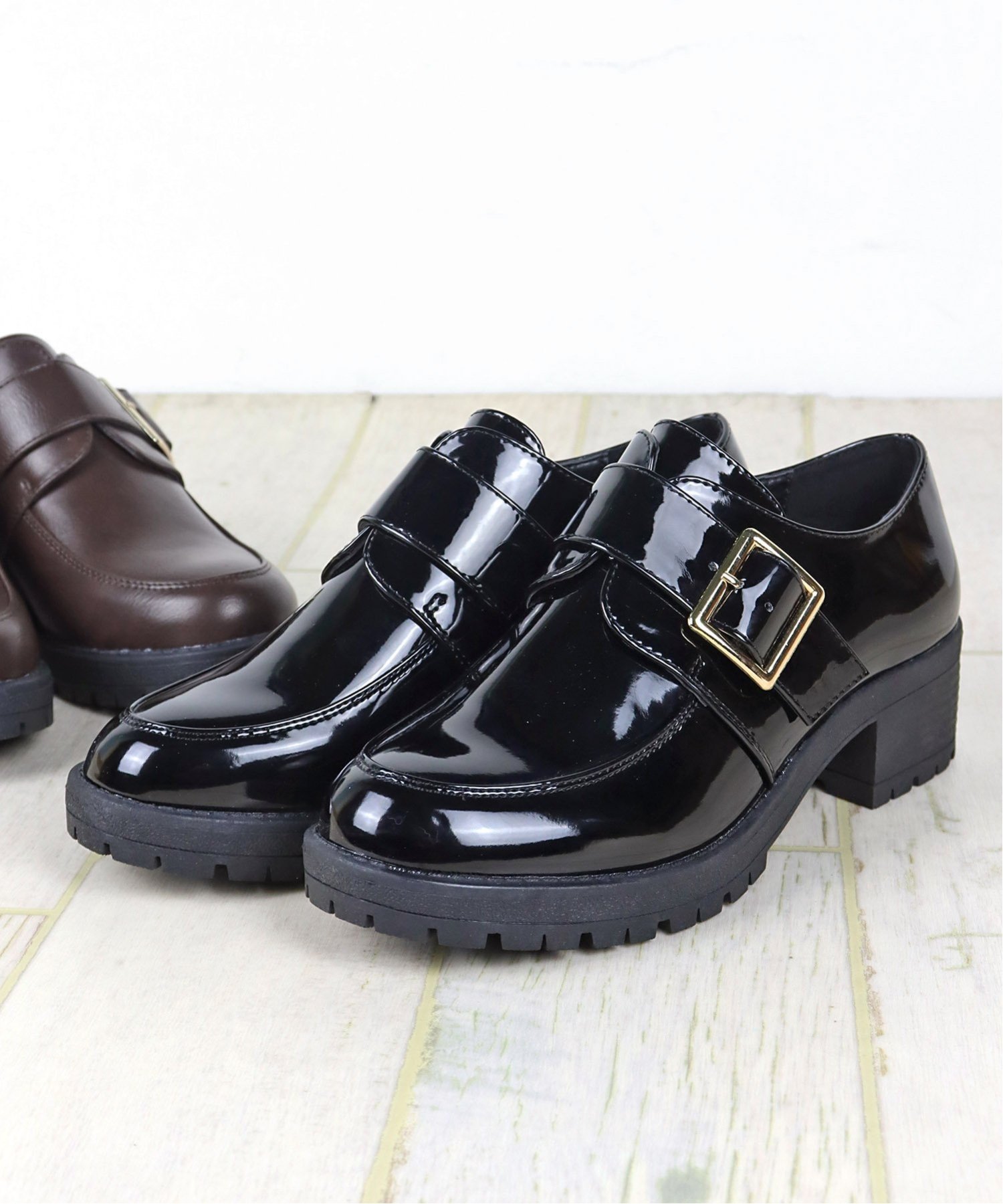 【SALE／10%OFF】AAA+Feminine 5cmヒール バックルシューズ ☆3583 サンエーフットウェアー シューズ・靴 レースアップ・ドレスシューズ ブラック ブラウン