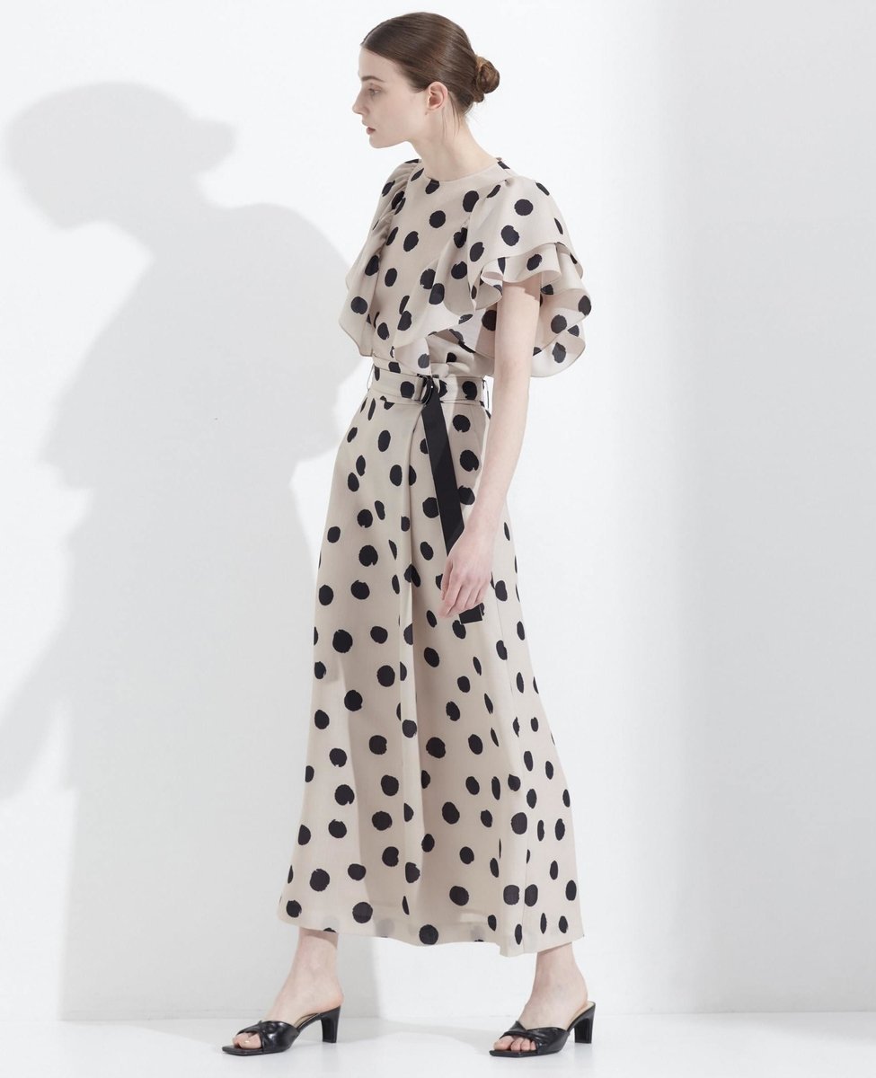 【SALE／80%OFF】Liesse 麻調ドットプリントラップ風タイトスカート リエス スカート その他のスカート ベージュ ブラウン【送料無料】のサムネイル