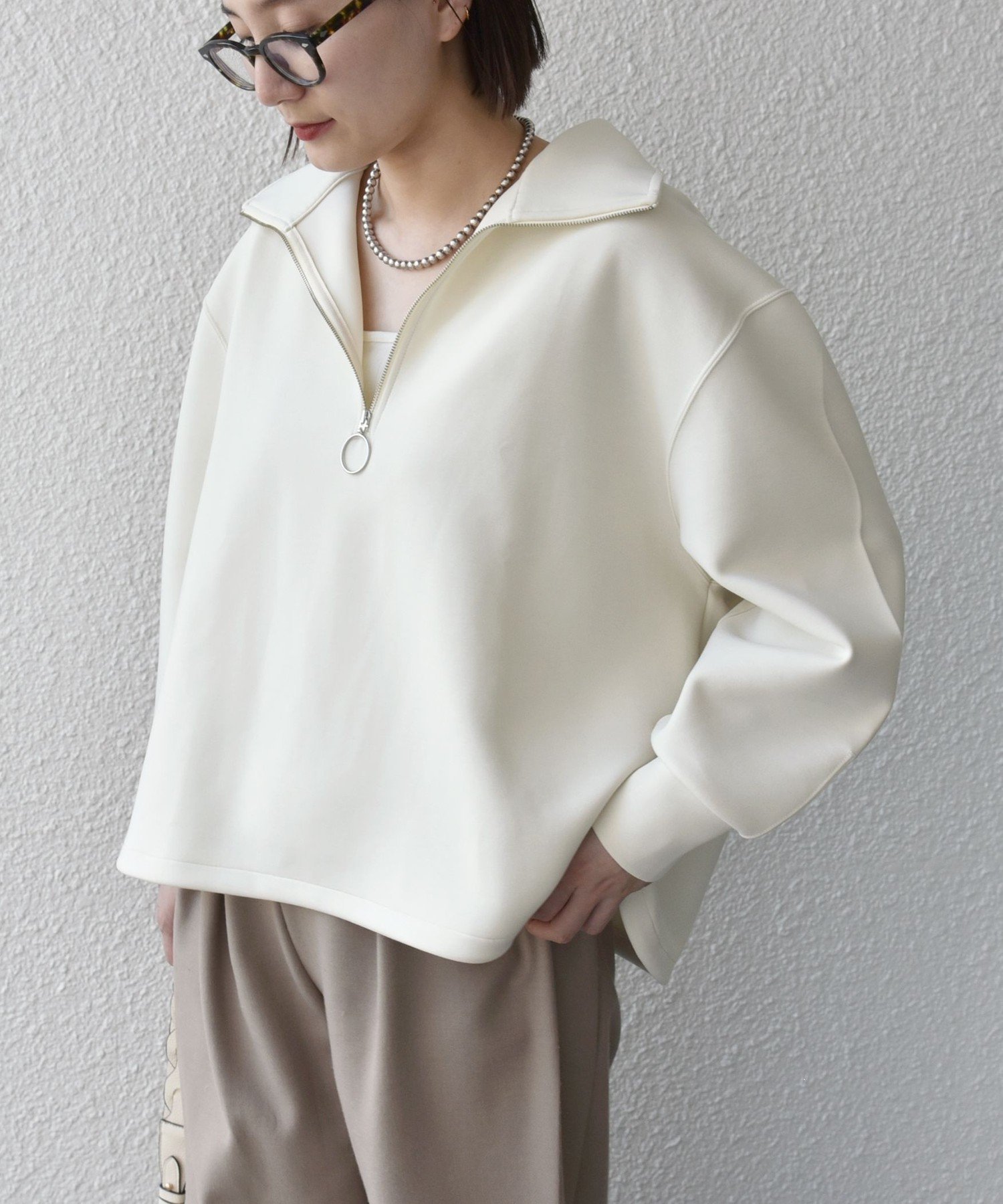 【SALE／20%OFF】SHIPS WOMEN * ＜洗濯機可能＞ダンボール ハーフ ジップ プルオーバー ◇ シップス トップス カットソー・Tシャツ ホワイト グレー イエロー【送料無料】のサムネイル