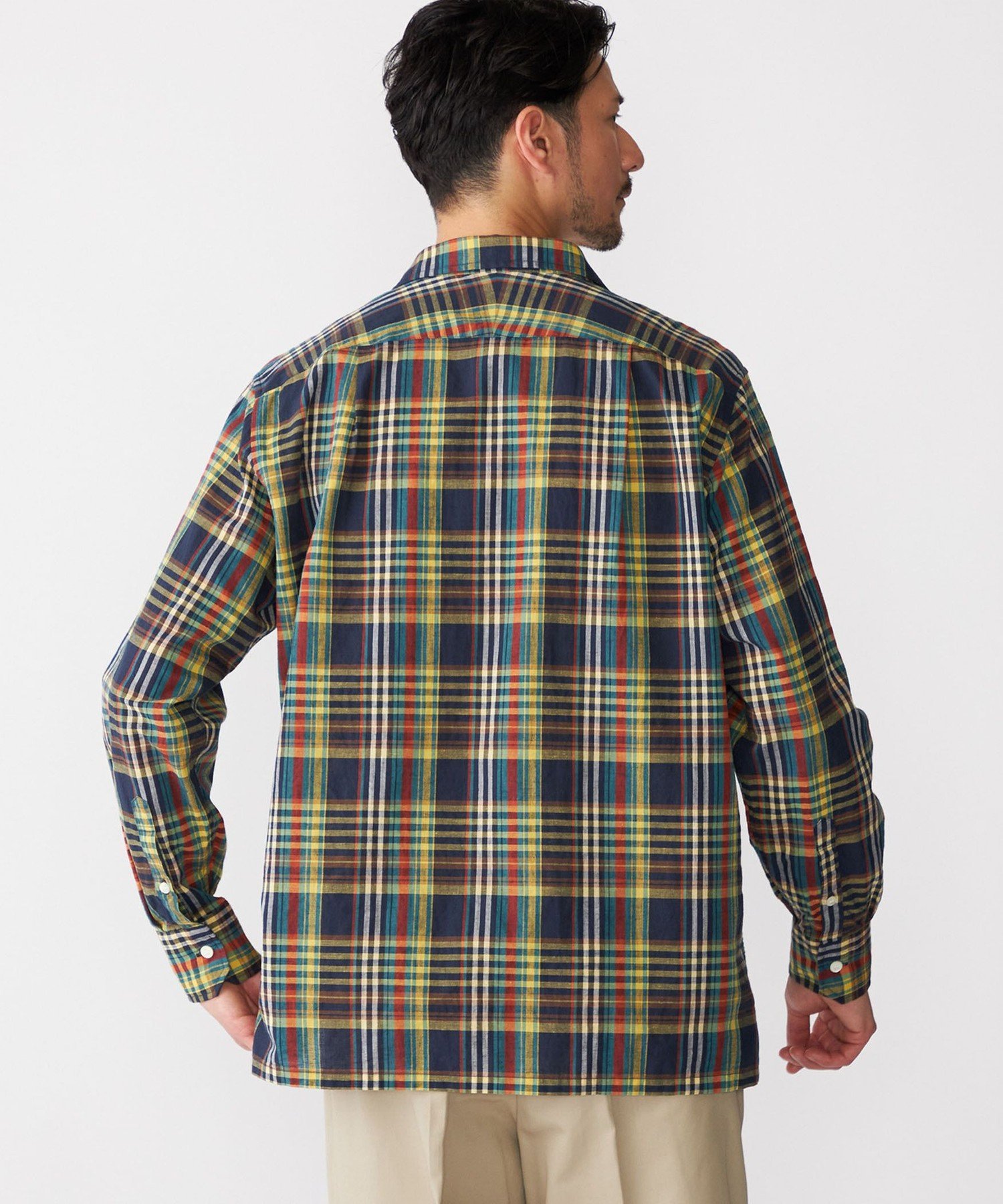 【SALE／70%OFF】SHIPS MEN SHIPS: オープンカラー コットン リネン マドラスチェック プルオーバー シャツ ブルー シップス トップス シャツ・ブラウス ブルー【送料無料】