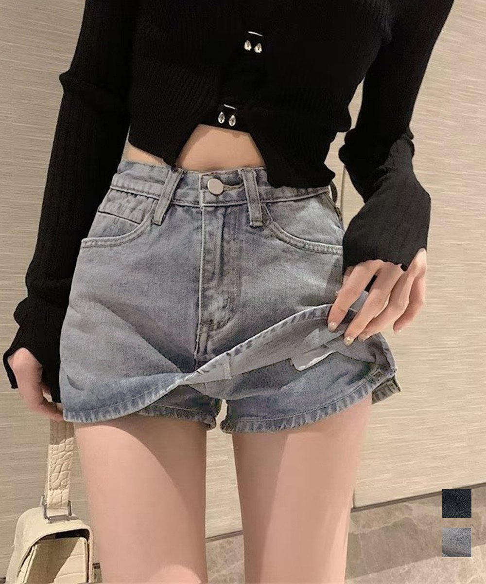 miniministore デニムスカパン キュロットスカート韓国風 ミニミニストア スカート ミニスカート ブルー グレー