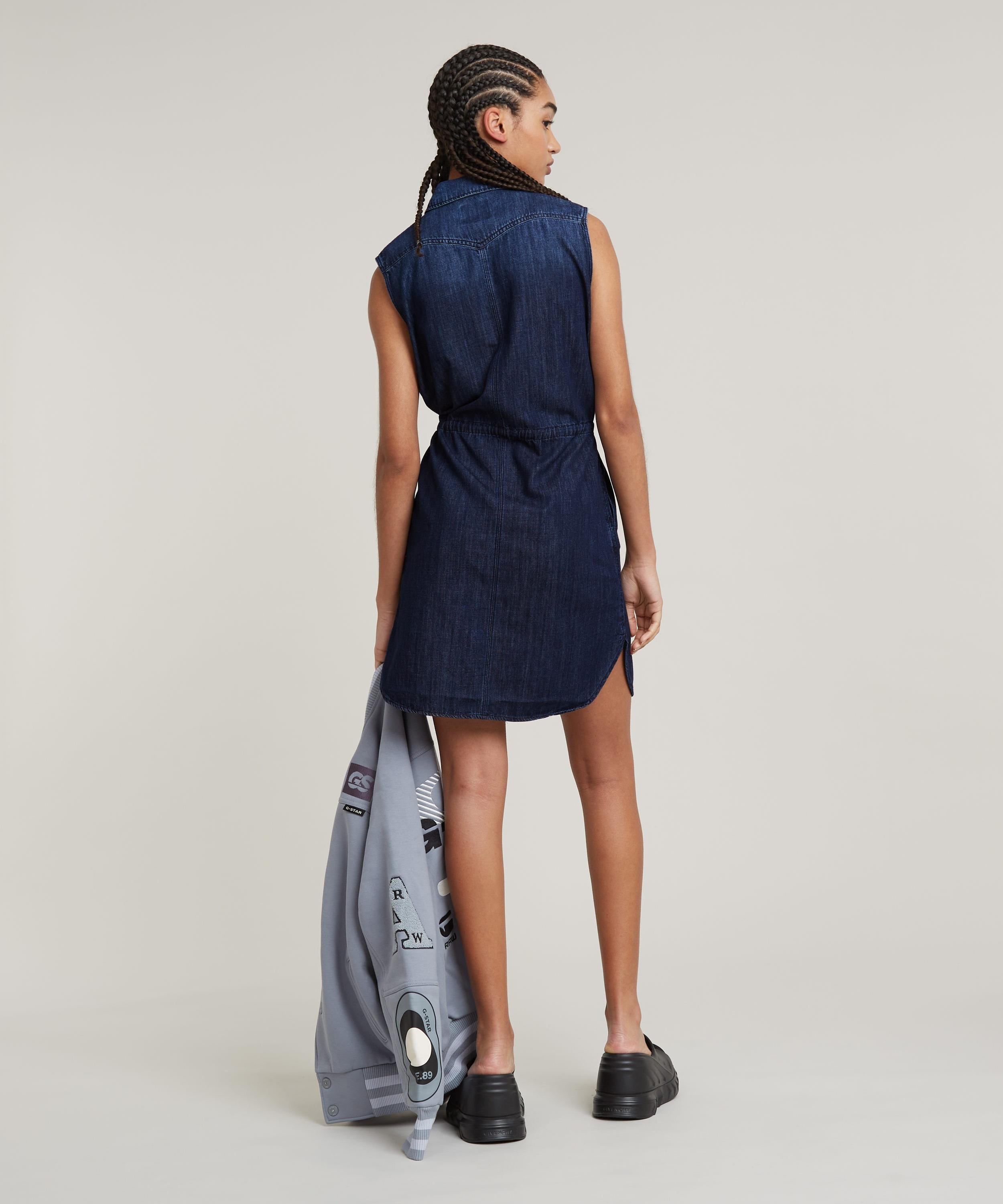 【公式ショップ】Tacoma Shirt Dress /ノースリーブデニムウエスタンシャツワンピース ジースターロゥ ワンピース・ドレス シャツワンピース ブルー