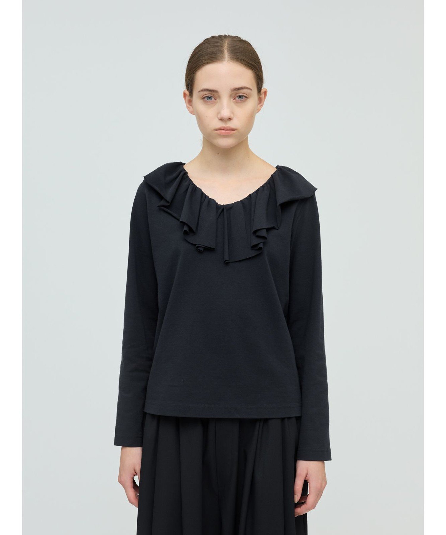 mizuiro ind mizuiro ind フリルカラーロングスリーブプルオーバー マーコート トップス カットソー・Tシャツ グリーン ブラック ホワイト...