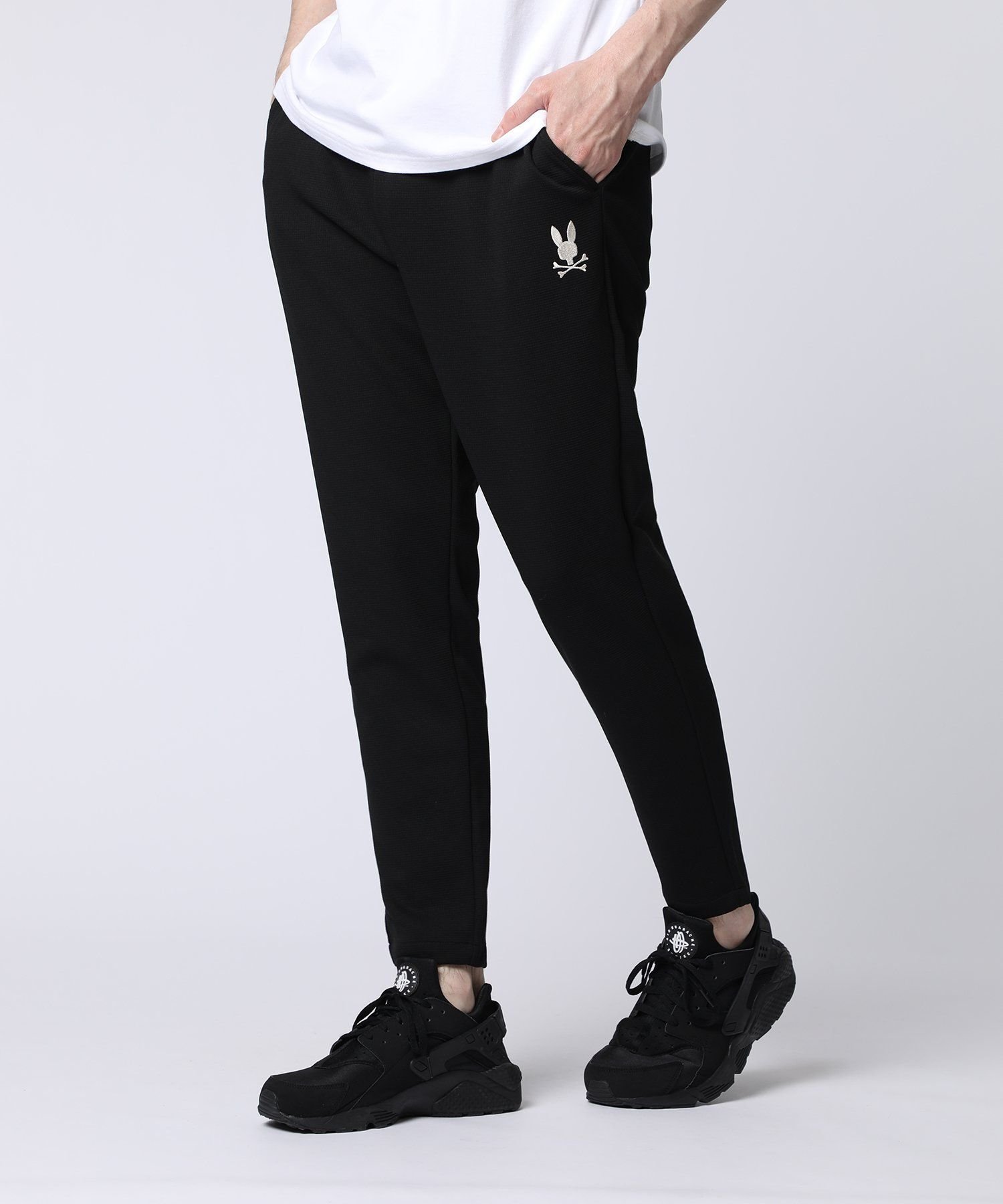 Psycho Bunny 異素材切替 ワッフルストレッチパンツ サイコバニー パンツ その他のパンツ ブラック ベージュ【送料無料】