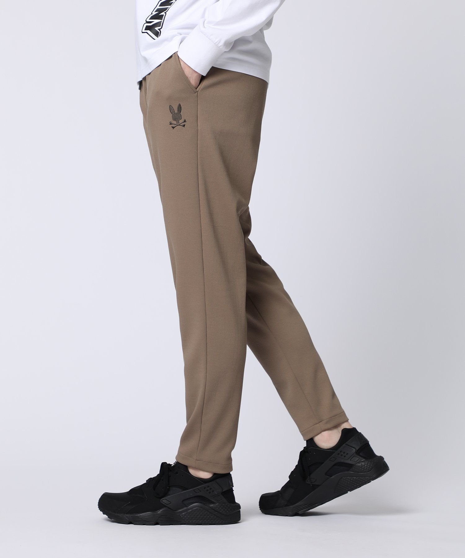 Psycho Bunny 異素材切替 ワッフルストレッチパンツ サイコバニー パンツ その他のパンツ ブラック ベージュ【送料無料】