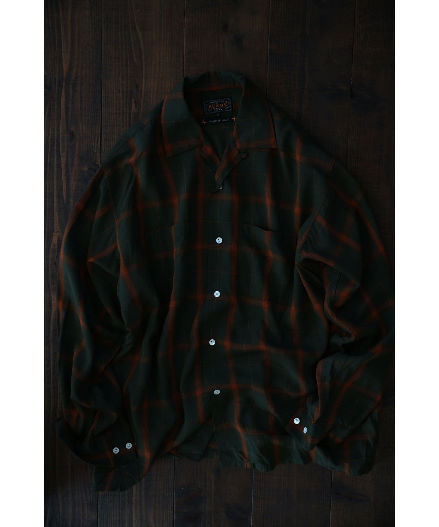 BEAMS PLUS Open Collar Ombre Plaid ビームス メン トップス シャツ・ブラウス グリーン ブラック【送料無料】