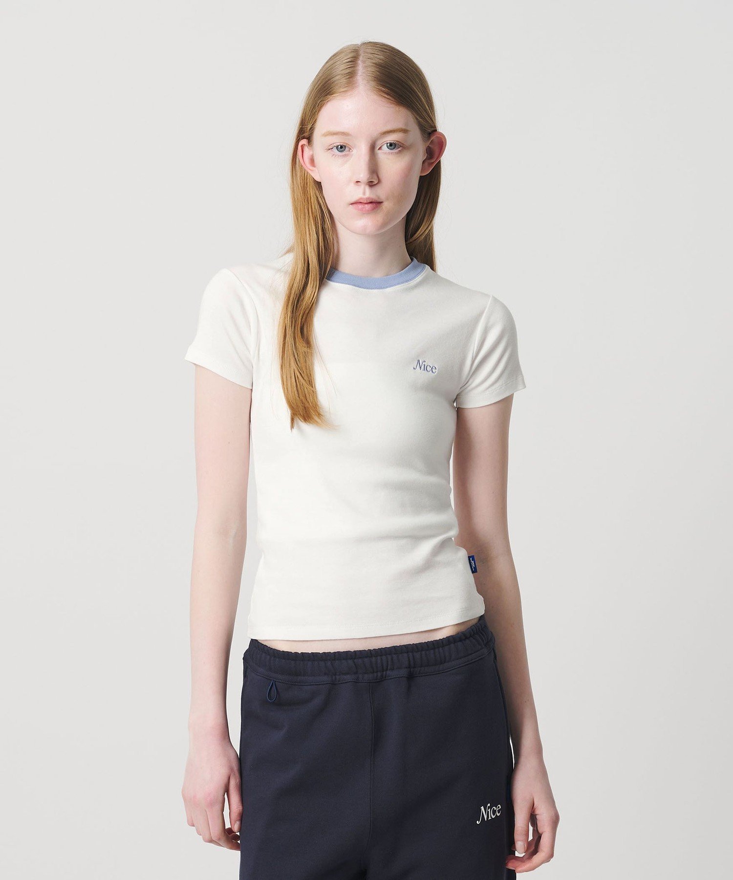NICE WEATHER ＜NICE WEATHER＞ロゴ フィットTシャツ ビューティー＆ユース ユナイテッドアローズ トップス カットソー・Tシャツ イエロー ネイビー ホワイト