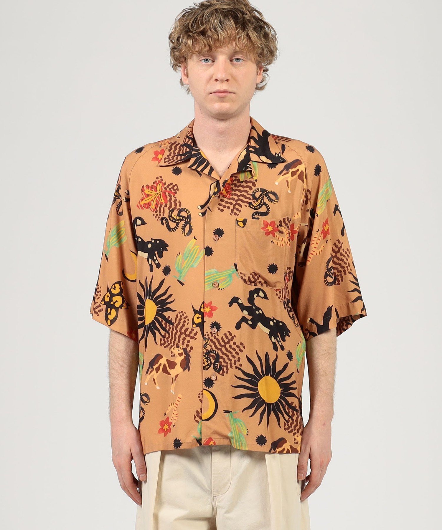 BUYING WEAR 【別注】m's braque レーヨンオープンカラー ハーフスリーブシャツ トゥモローランド トップス シャツ・ブラウス ブラウン