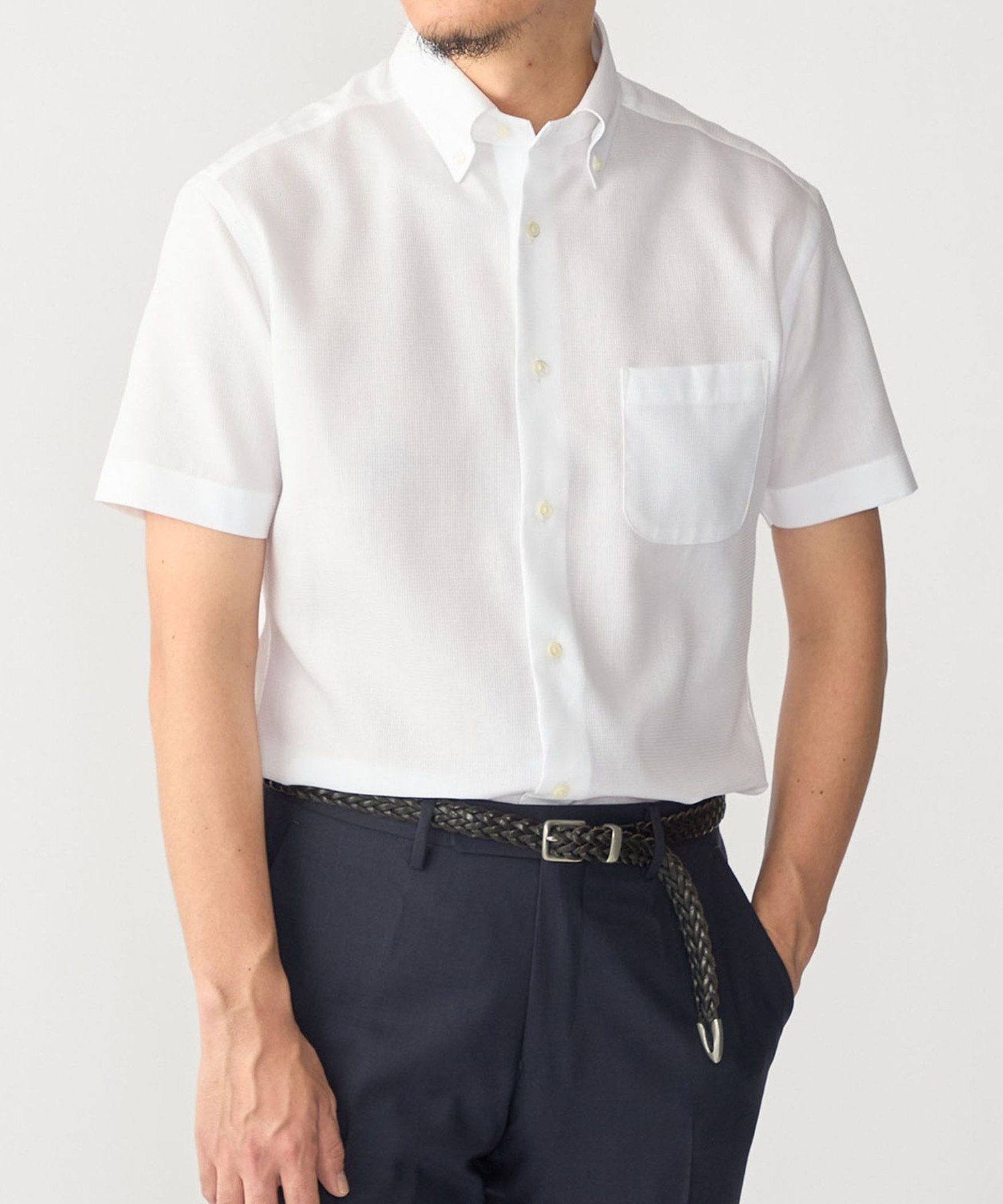【SALE／40%OFF】SHIPS MEN SHIPS:＜接触冷感＞ICE COTTON ワッフル ボタンダウン 半袖 シャツ シップス トップス シャツ・ブラウス ホワイト ピンク【送料無料】