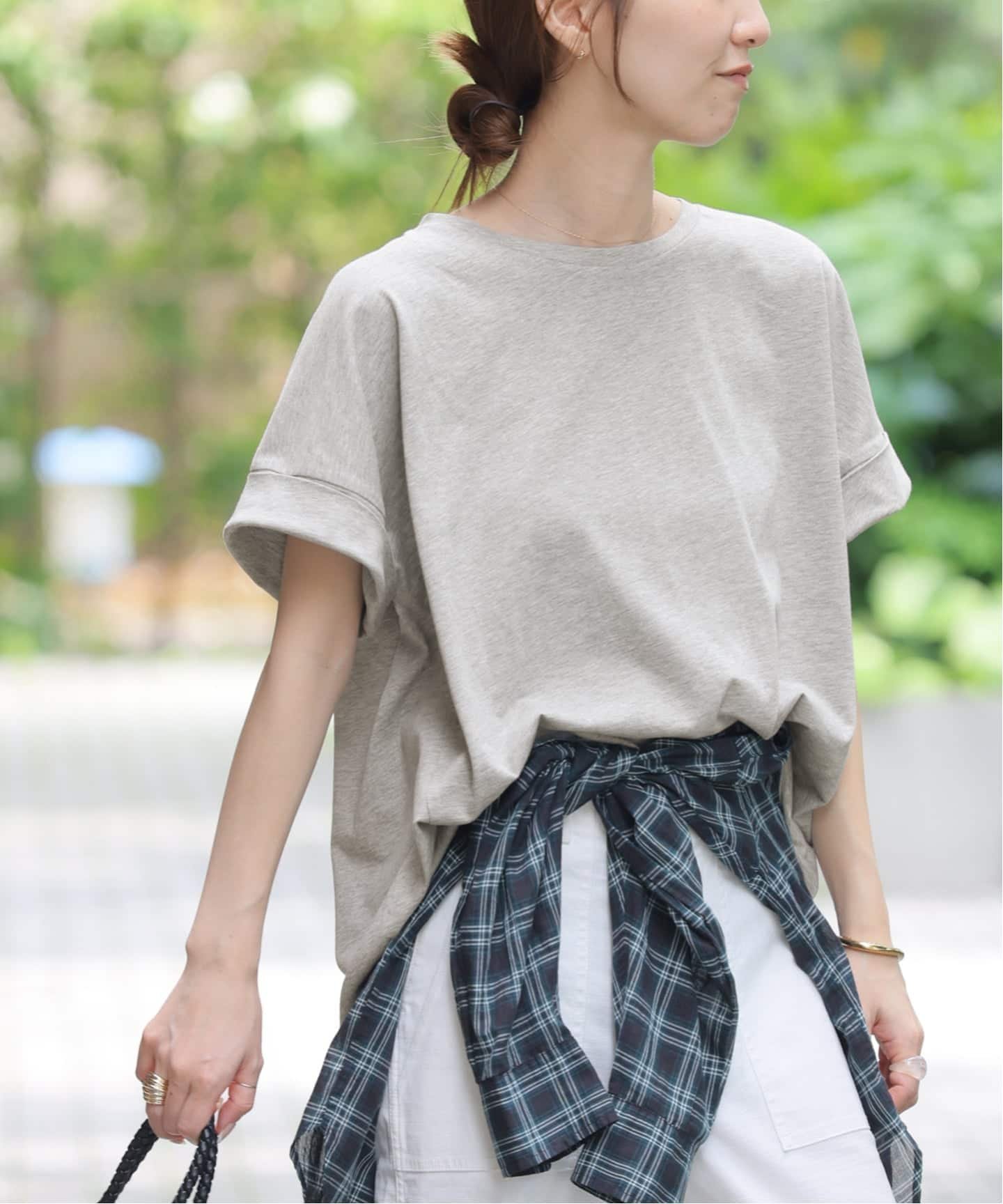 JOURNAL STANDARD relume 《追加2》オーガニックコットン汗染み防止2WAY TEE ジャーナル スタンダード レリューム トップス カットソー・Tシャツ ブラック ホワイト グレー