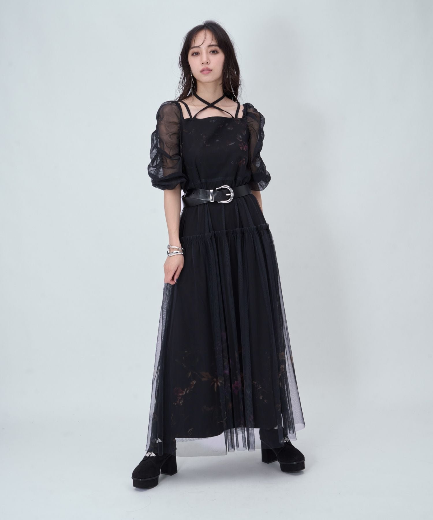 HARE TSUBOMIシアーワンピース ハレ ワンピース・ドレス ワンピース ブラック グレー