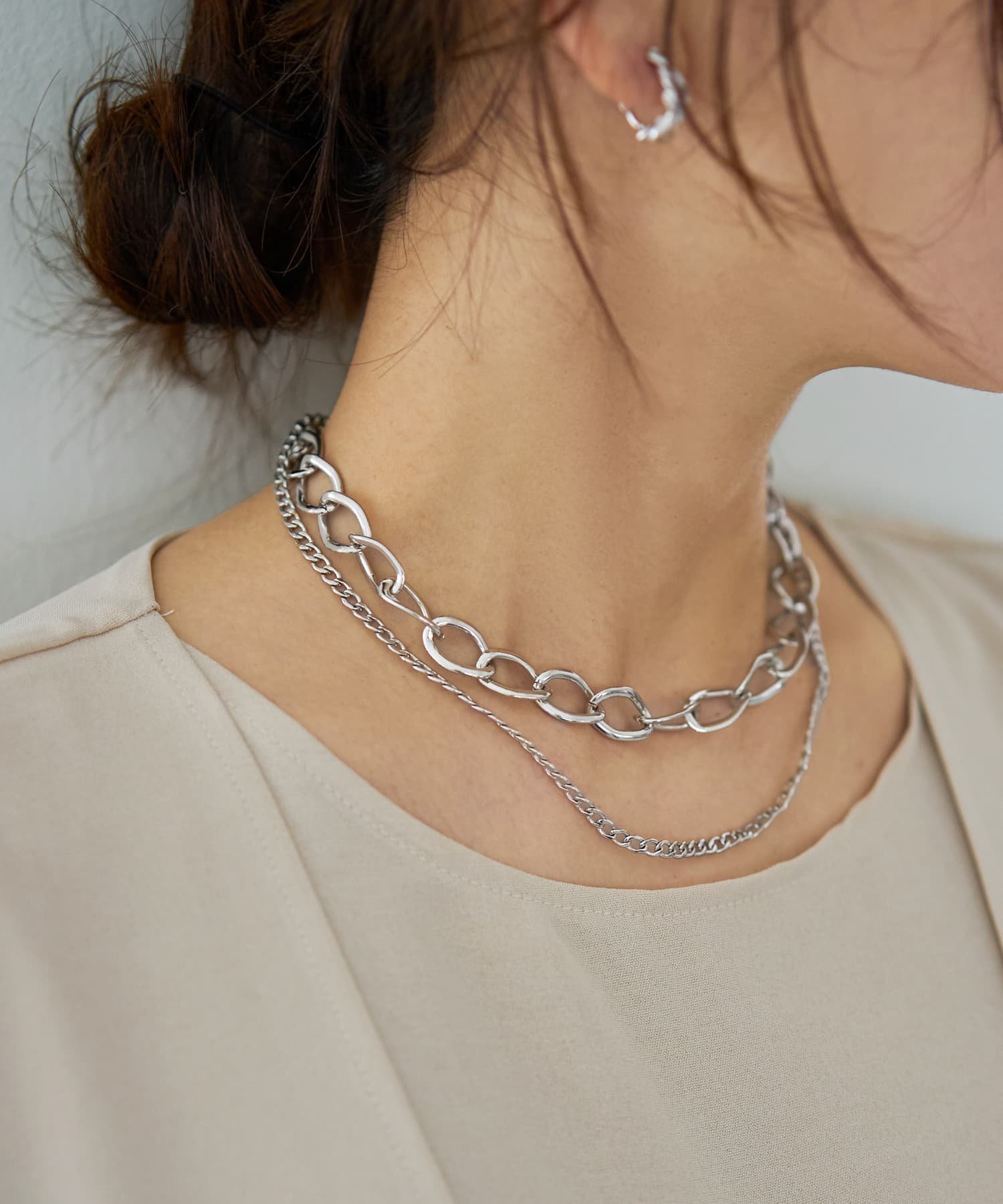 STYLE DELI コントラスト2連チェーンネックレス スタイルデリ アクセサリー・腕時計 ネックレス ゴール..