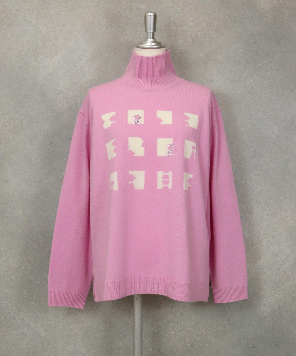 【SALE／30%OFF】STUDIO PICONE ウール100%ピコスクエアニット スタジオピッコーネ トップス ニット グレー オレンジ ピンク ブラック【送料無料】