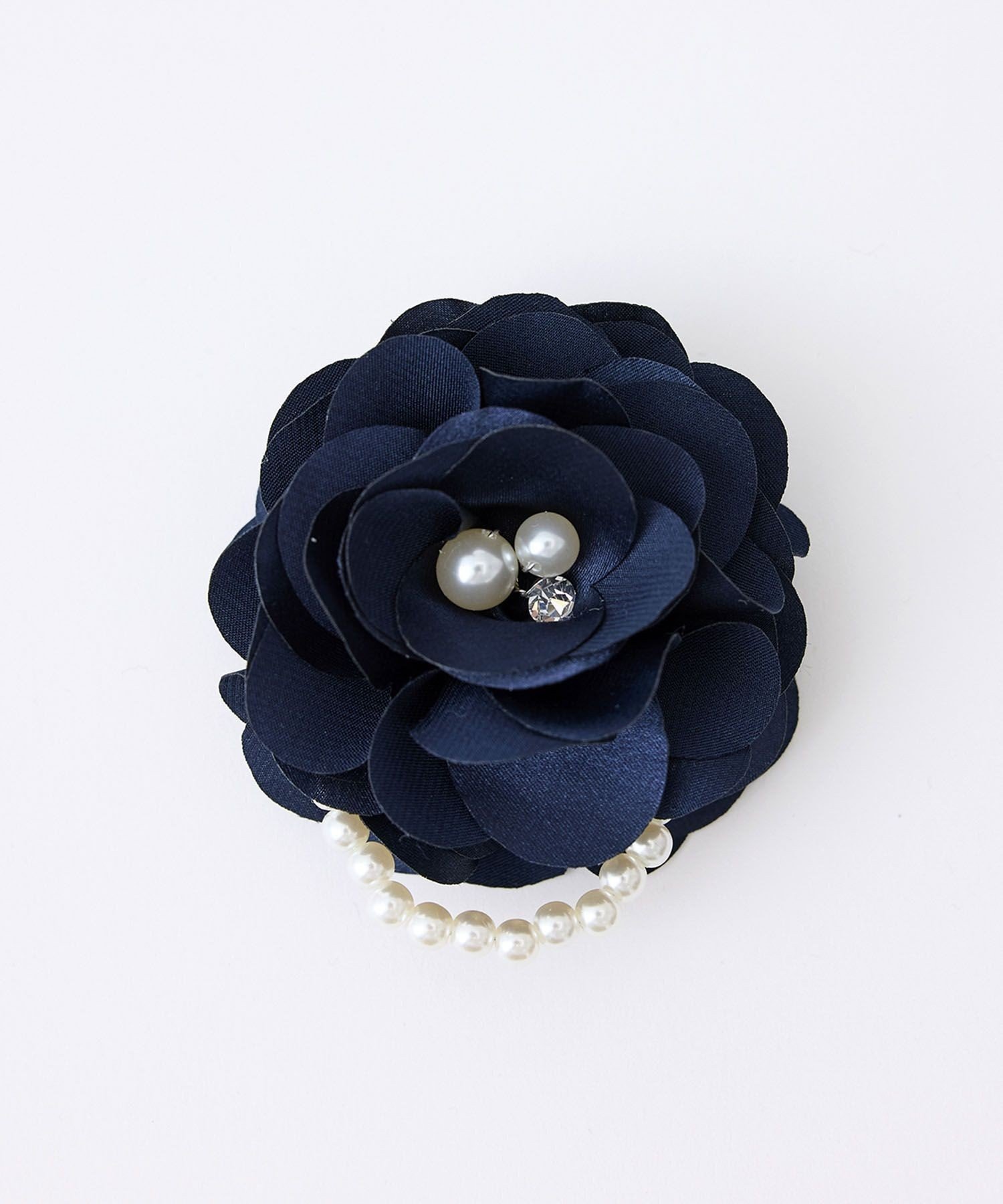 【SALE／40%OFF】ROPE' PICNIC PASSAGE パール*サテンフラワーコサージュ ロペピクニック アクセサリー・腕時計 ブローチ・コサージュ・バッジ ネイビー ベージュ
