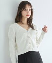【SALE/31%OFF】INGNI Vネックビジューボタンケーブルニットカーディガン イング トップス カーディガン ホワイト グレー ブラック ピンク