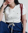 FREAK'S STORE ミニハート刺繍 Tシャツ/リブTシャツ 25AW フリークスストア トップス カットソー・Tシャツ グレー ホワイト ブラウン【送料無料】