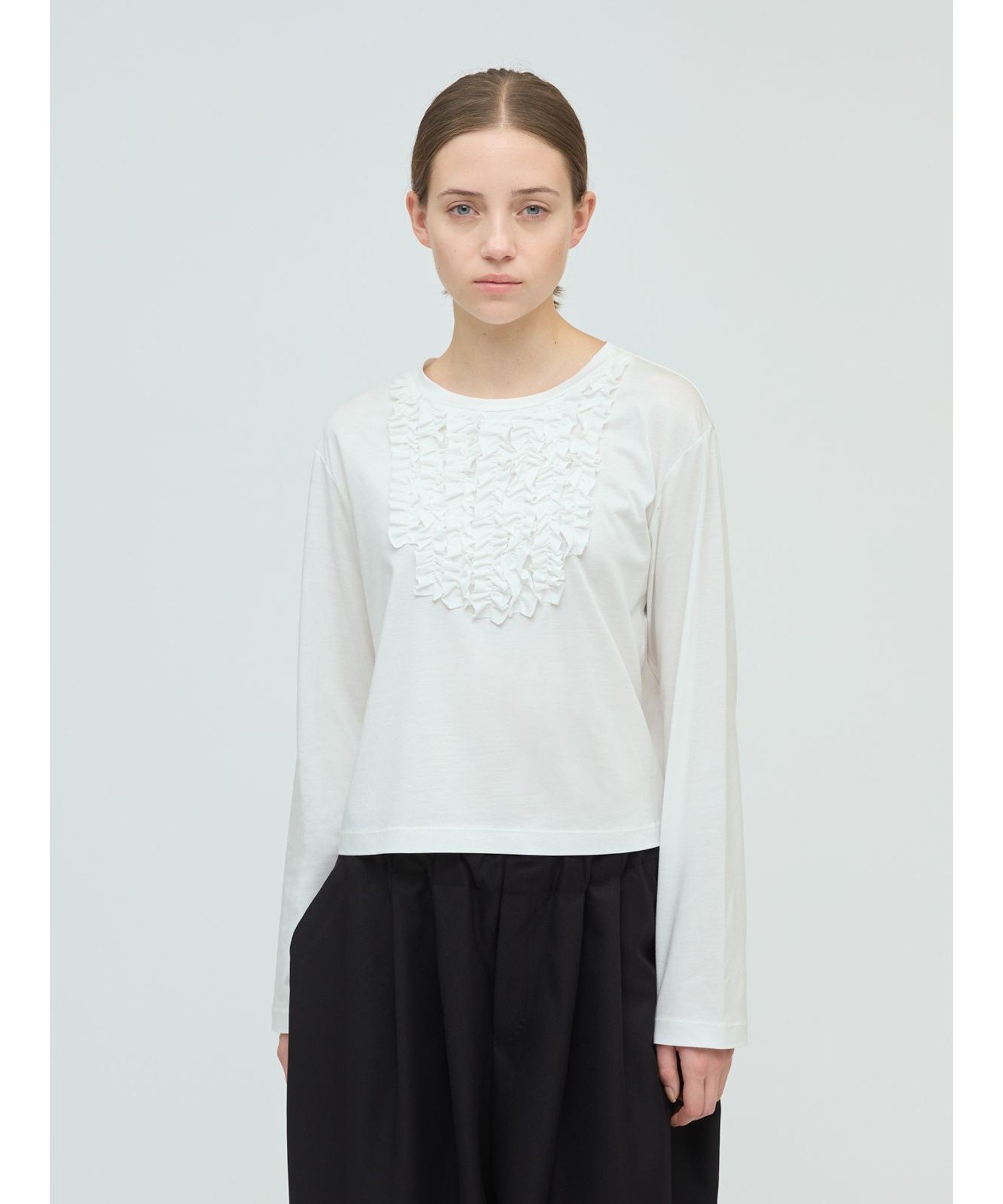 mizuiro ind mizuiro ind フロントフリルプルオーバー マーコート トップス カットソー・Tシャツ ホワイト ピンク グレー ブラック【送料...