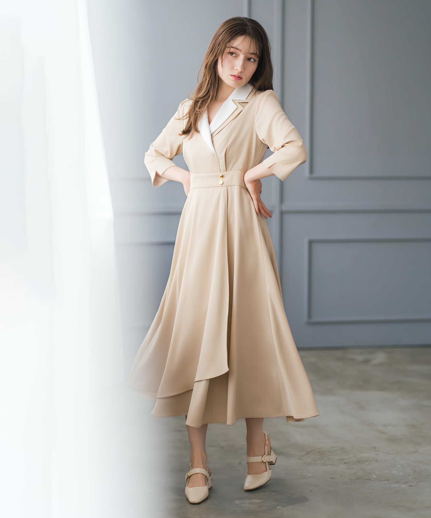 【SALE／10%OFF】MISCH MASCH ダブルカラーラップワンピース MM617408 ミッシュマッシュ ワンピース・ドレス ワンピース ブルー ベージュ【送料無料】