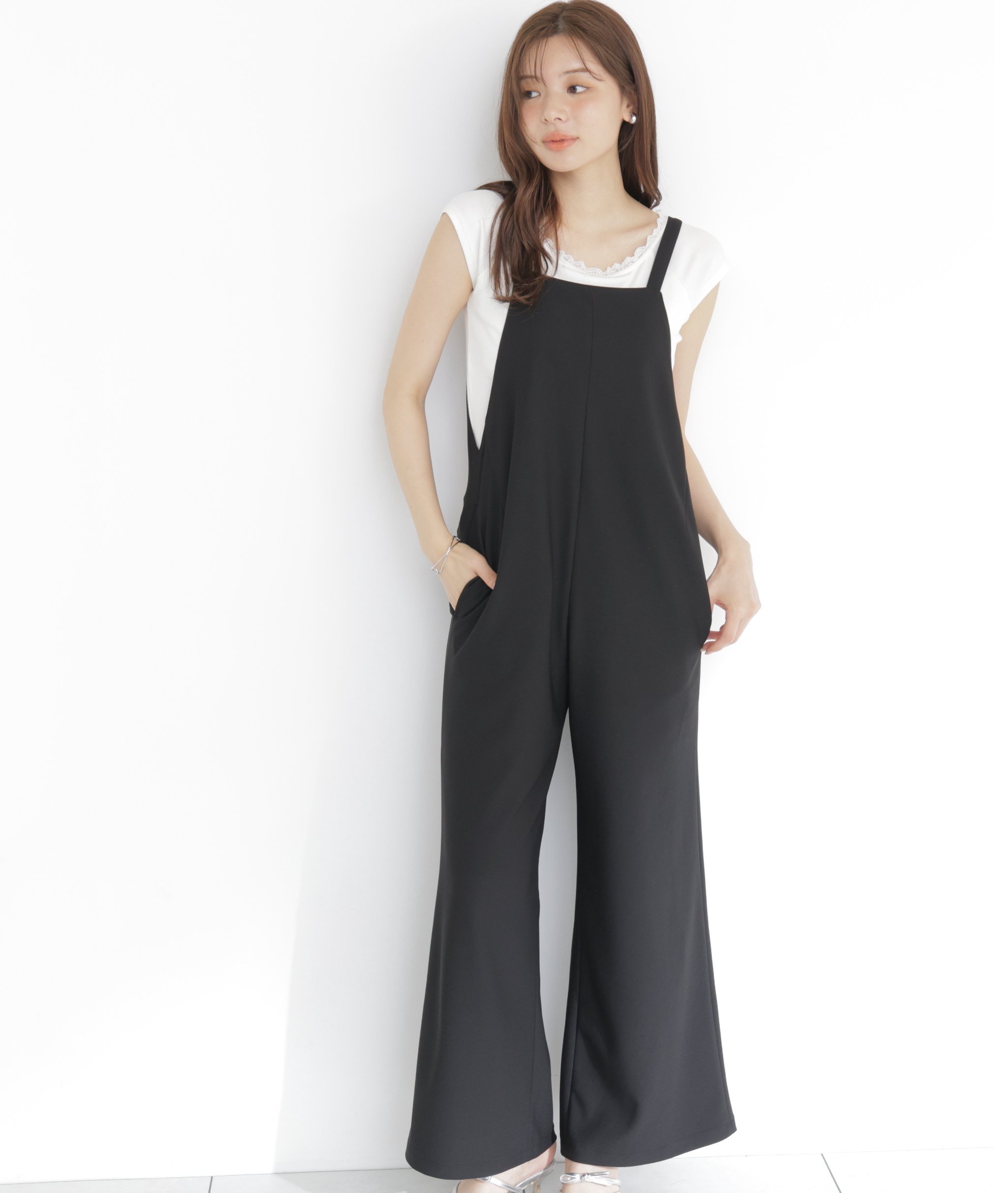 PROPORTION BODY DRESSING ＜a/mie＞イージーオーバーオール プロポーションボディドレッシング ワンピース・ドレス ワンピース ブラック