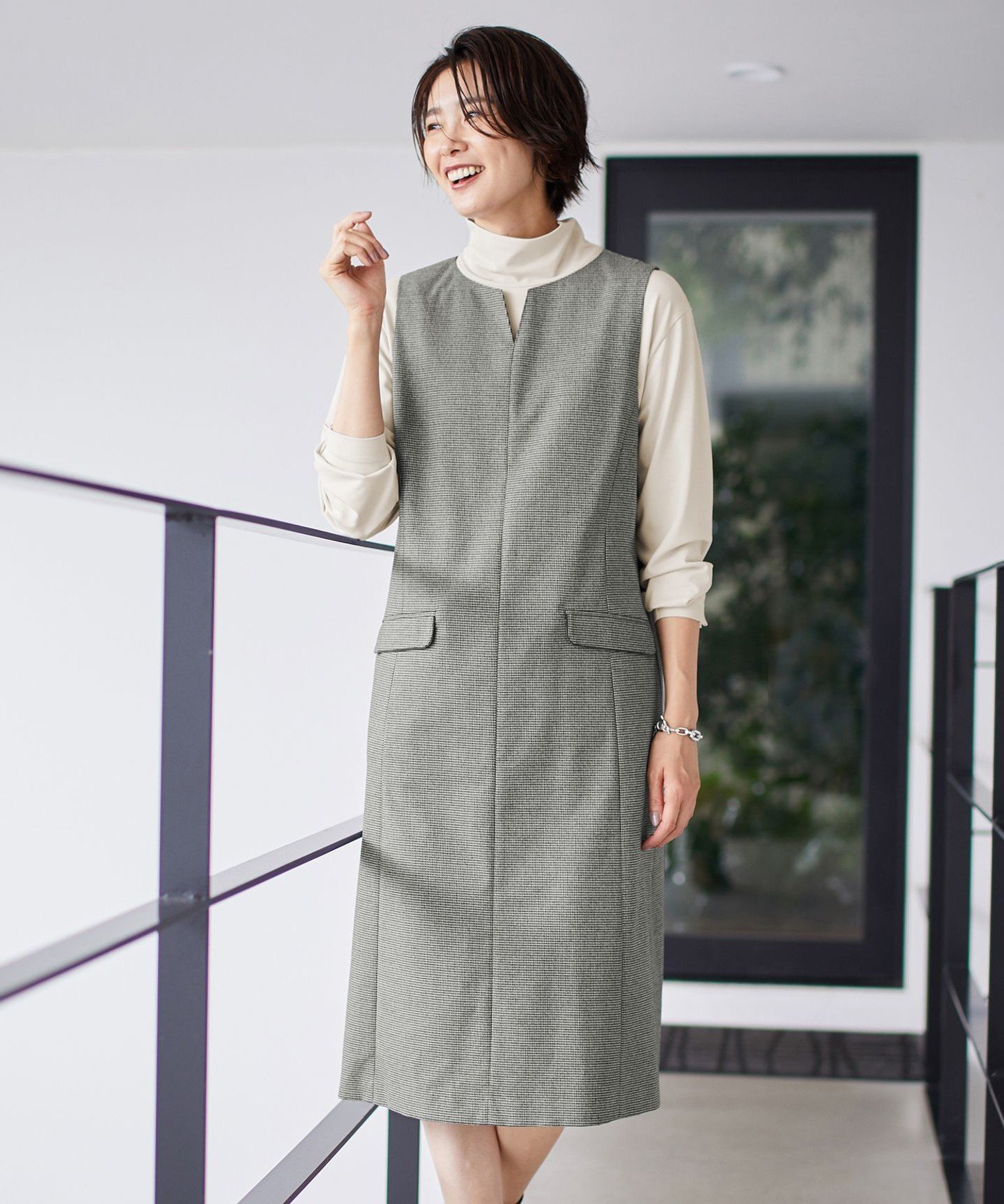 【SALE／50%OFF】J.PRESS LADIES L Mixツイードチェック ジャンパースカート ジェイプレス ワンピース・ドレス ジャ…