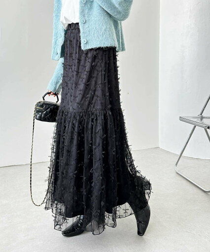 【SALE/23%OFF】GeeRA リボンチュールフレアロングスカート ジーラ スカート ロング・マキシスカート ホワイト グレー ブラック 【SALE/23%OFF】GeeRA リボンチュールフレアロングスカート ジーラ スカート ロング・マキシスカート ホワイト グレー ブラック