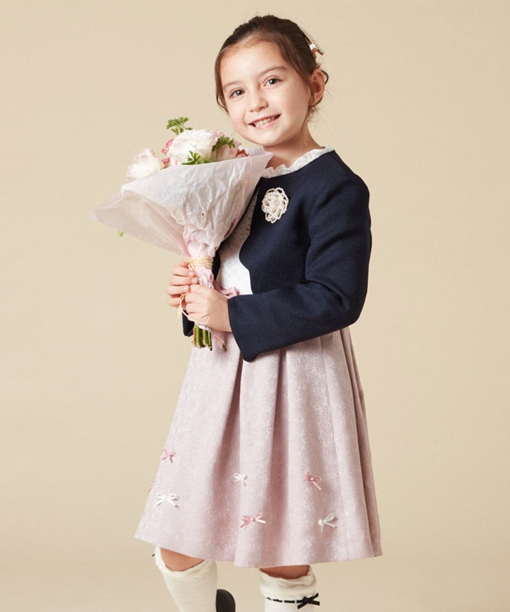 a.v.v [100-130]【結婚式/セレモニー/オケージョン】フラワージャカードワンピース アー・ヴェ・ヴェ ワンピース・ドレス ワンピース ベージュ パープル ピンク【送料無料】 2