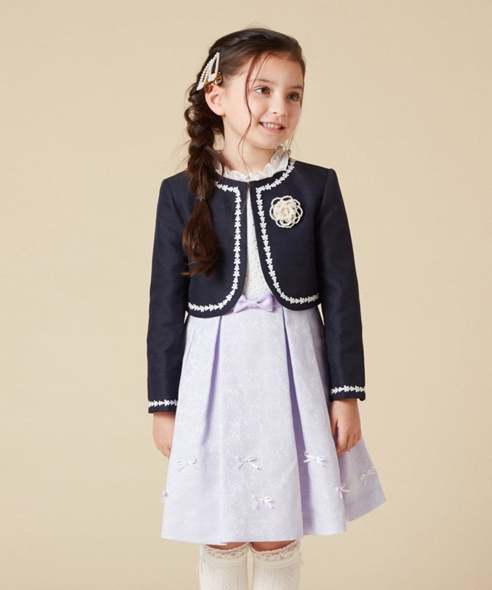 a.v.v [100-130]【結婚式/セレモニー/オケージョン】フラワージャカードワンピース アー・ヴェ・ヴェ ワンピース・ドレス ワンピース ベージュ パープル ピンク【送料無料】 3