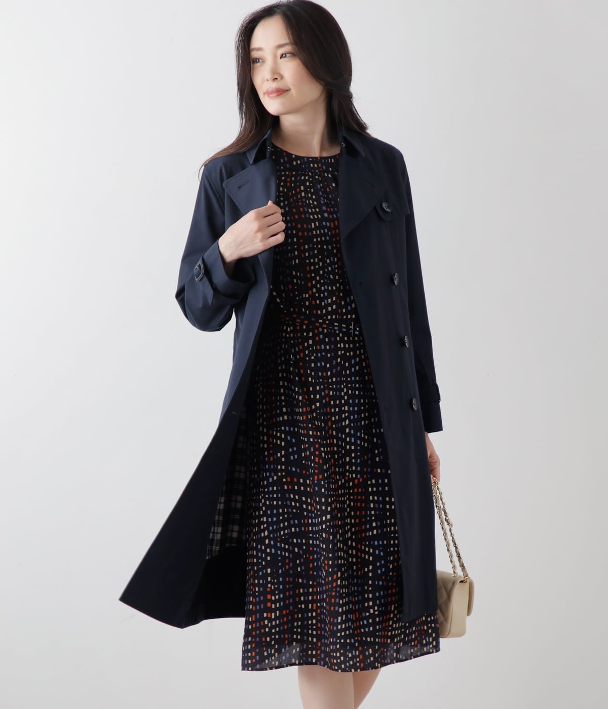 NEWYORKER WOMEN 【撥水】TCオーガニックギャバ トレンチコート ニューヨーカー ジャケット・アウター トレンチコート ベージュ ネイビー