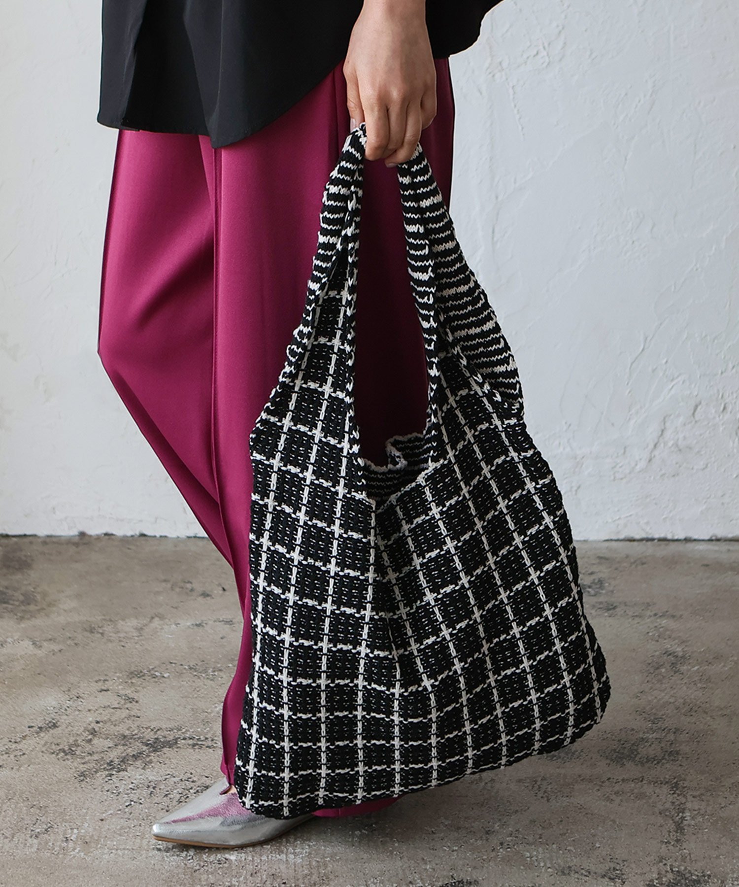 【SALE／40%OFF】aroco ソフトタッチトートバッグ ヴィータフェリーチェ バッグ トートバッグ ブラック ホワイト グレー