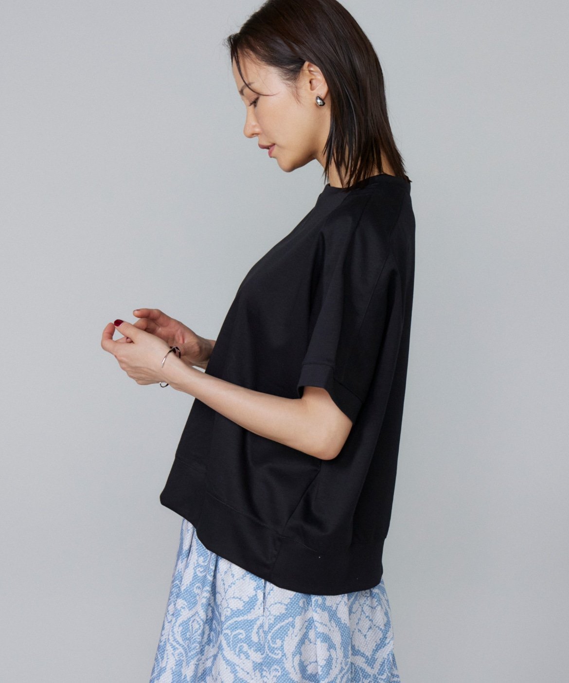 7-IDconcept. 《大きいサイズ》ヨーク切替ハイネックプルオーバー セブンアイディコンセプト トップス カットソー・Tシャツ ブラック イエロー ホワイト ブラウン