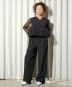 【SALE/10%OFF】ANDRESD peplum tulle set up pants dress ドノバン パンツ スラックス・ドレスパンツ ベージュ グレー ブラック【送料無料】