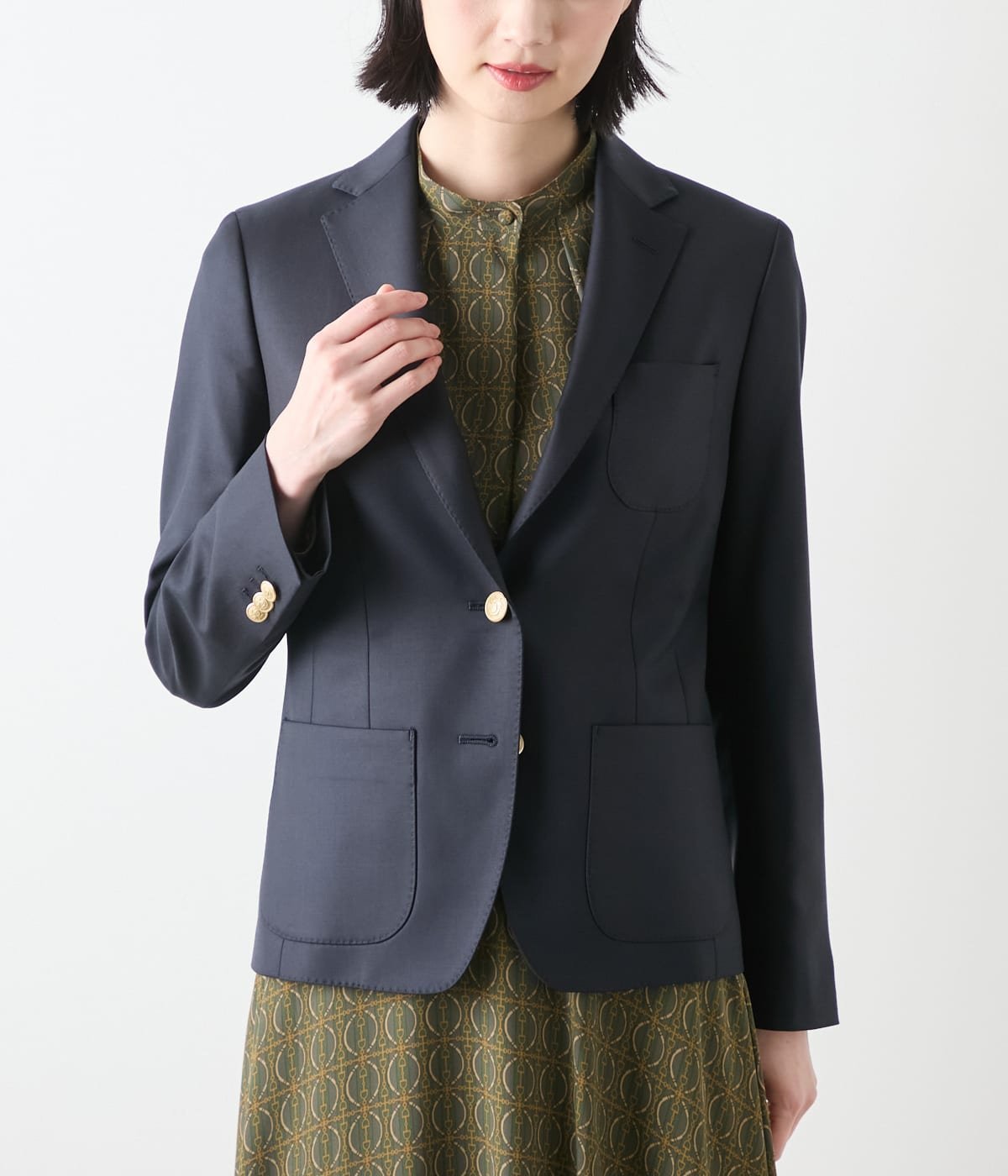 NEWYORKER WOMEN PREMIUM CLOTH Beyond 2釦シングルブレストブレザー ニューヨーカー ジャケット・アウター テーラードジャケット・ブレザー ネイビー