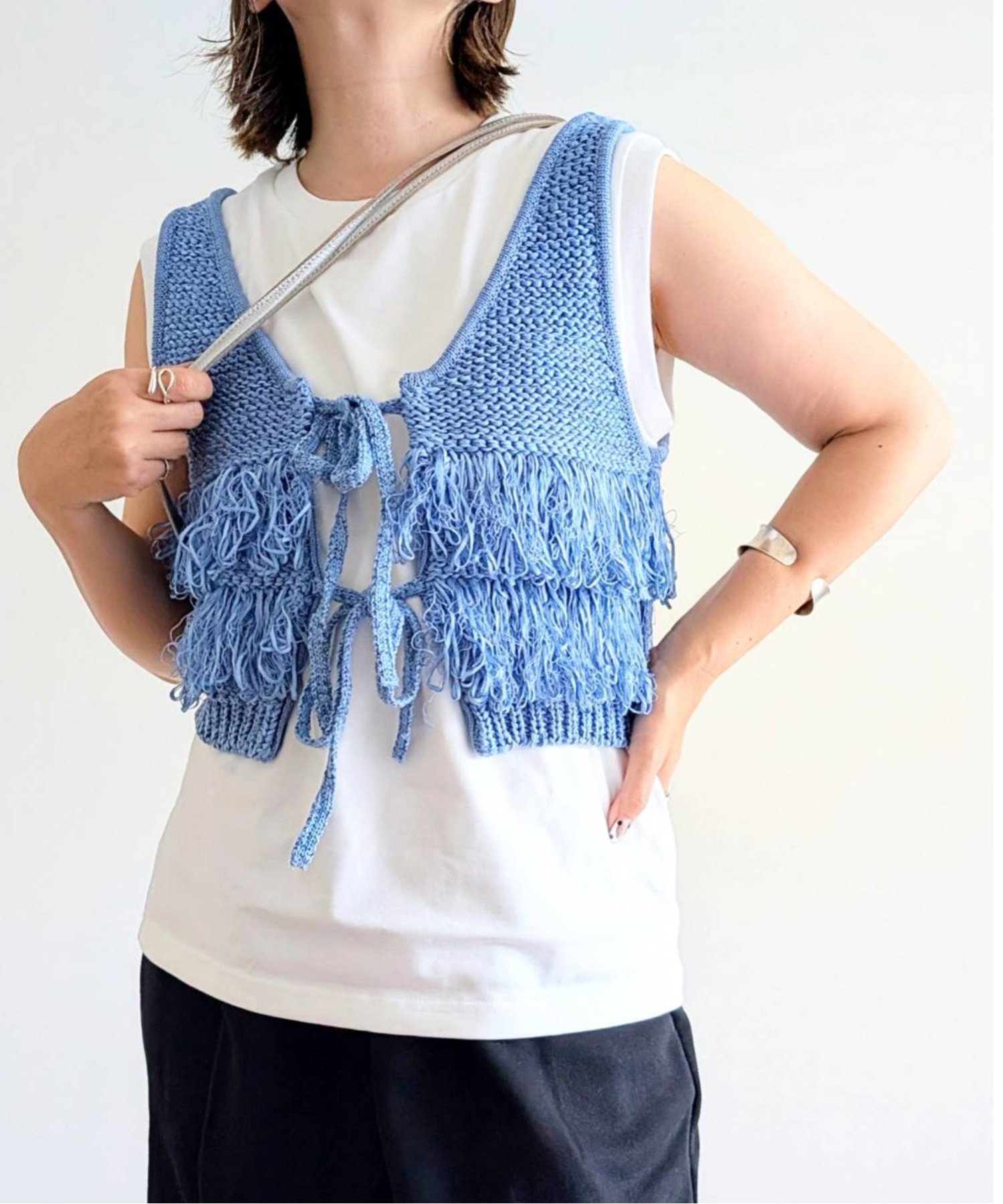 【SALE／20%OFF】notch. 【 notch.by yui 】ニットフリンジビスチェ ノッチ トップス ベスト・ジレ ブ..