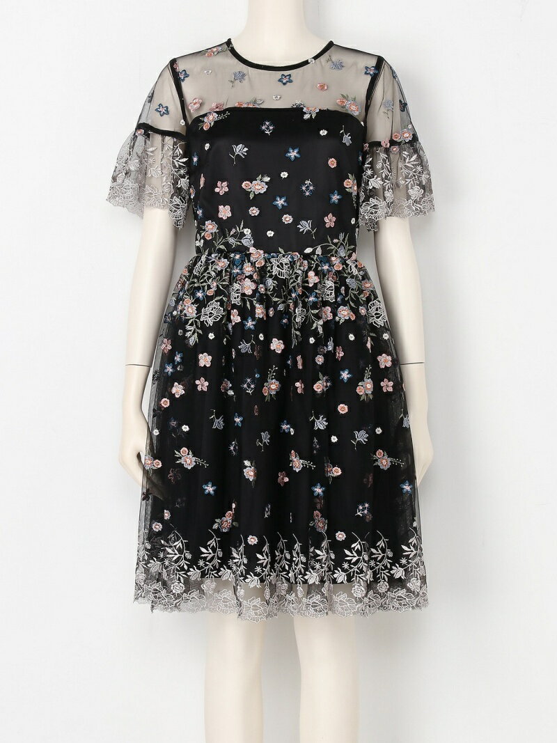 【SALE／45%OFF】LILY BROWN フラワー刺繍ワンピース リリーブラウン ワンピース・ドレス その他のワンピース・ドレス ピンク ブラック ホワイト【送料無料】のサムネイル
