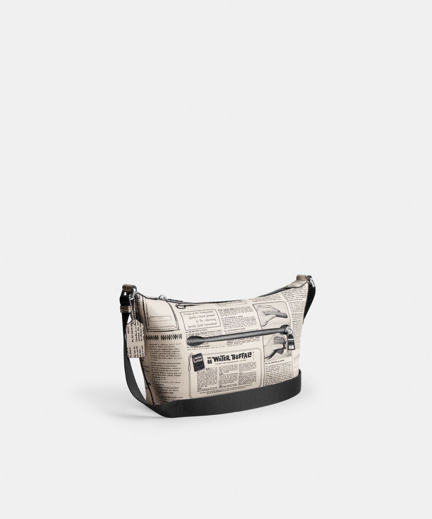 COACH OUTLET 【公式】スモール フィン クロスボディ バッグ・ポーチ アンド ニュースペーパー プリント コーチ　アウトレット バッグ ショルダーバッグ ホワイト【送料無料】