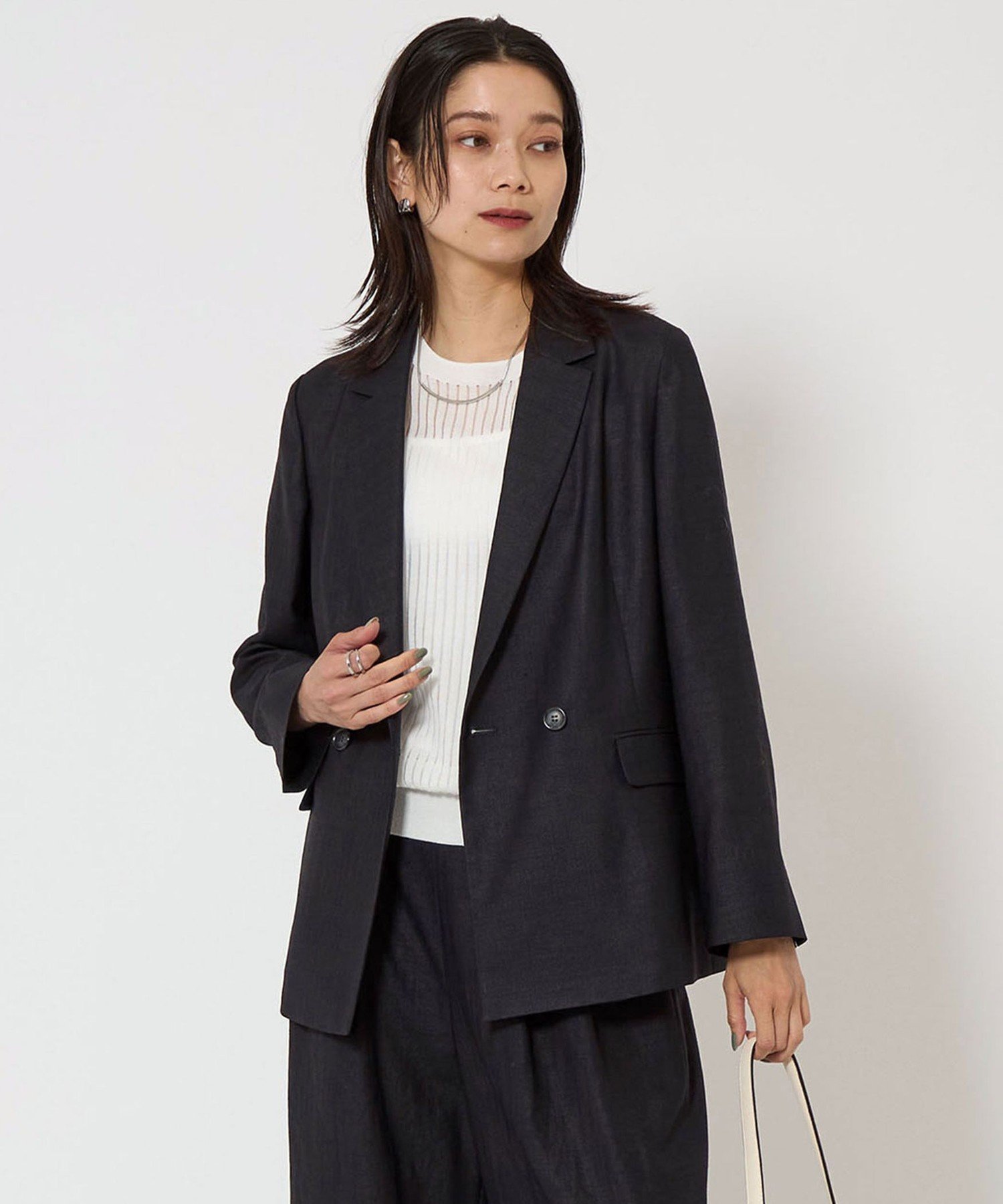 【SALE／70%OFF】UNITED ARROWS green label relaxing ライトリネンライク ダブル ジャケット -マシンウォッシャブル- ユナイテッドアローズ アウトレット ジャケット・アウター テーラードジャケット・ブレザー ブラウン ネイビー【送料無料】
