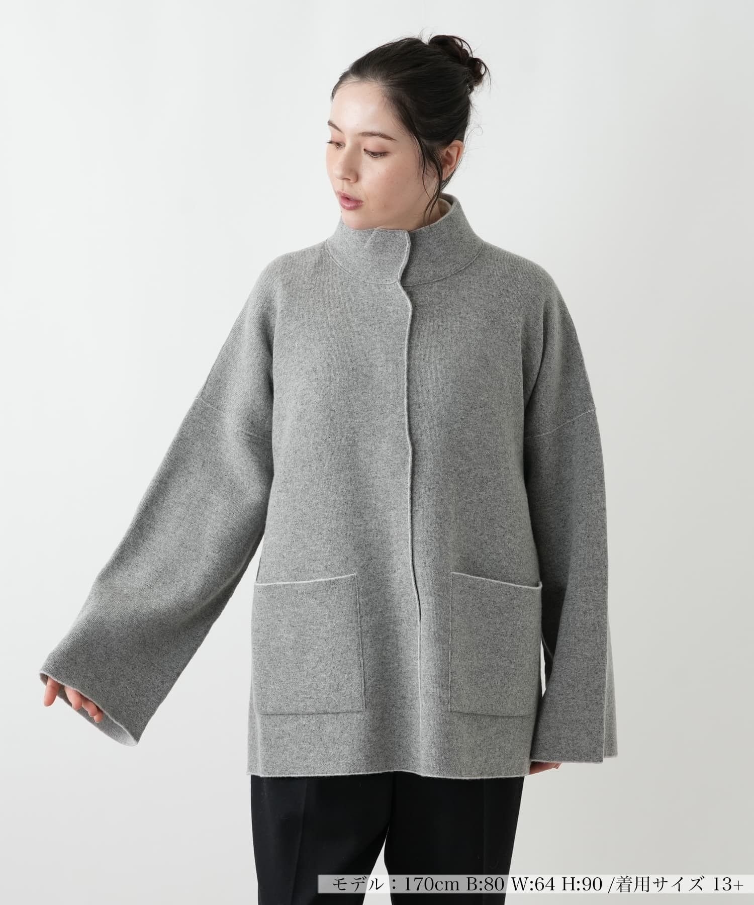 Leilian PLUS HOUSE ジャケット【TRICOT PERUGIA】 レリアン プラスハウス ジャケット・アウター テーラードジャケット・ブレザー ブラウン グレー