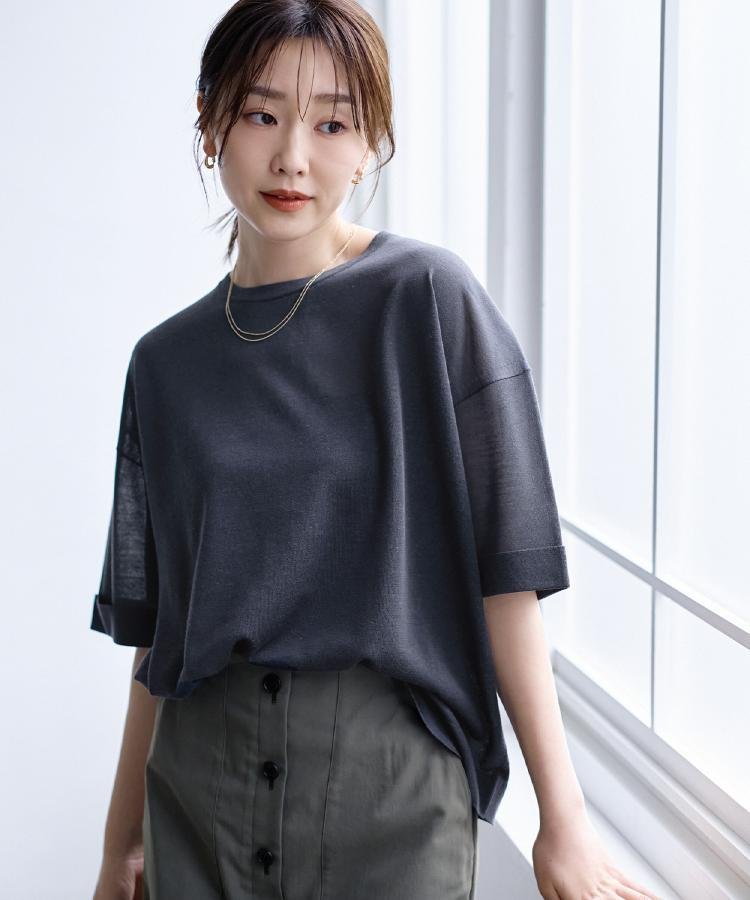 UNTITLED 【アンサンブル可/Tシャツ風/ゆったり】リラックスニットトップス アンタイトル トップス ニット グレー ブラック【送料無料】