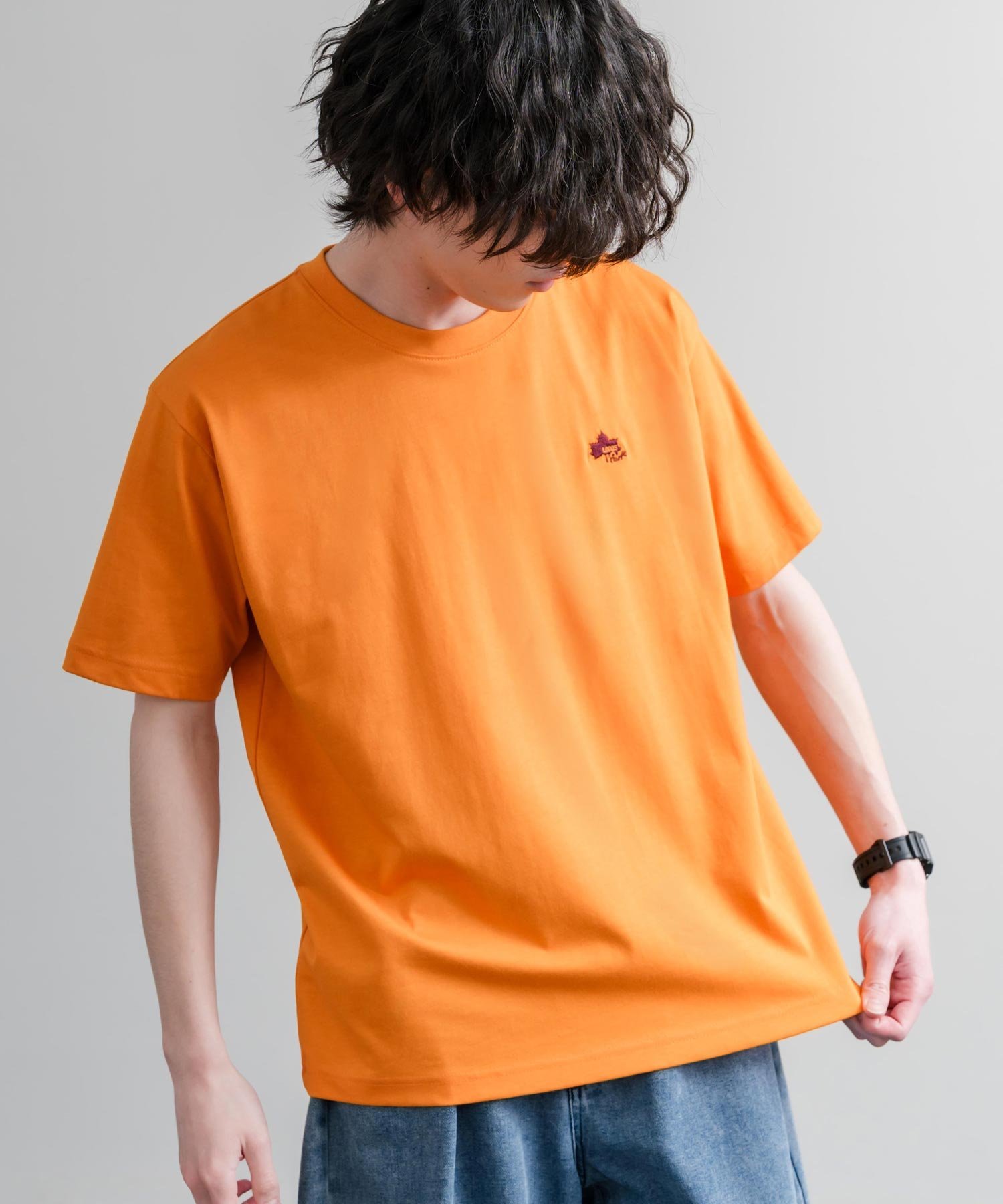 Rocky Monroe 【LOGOS/ロゴス】スパイラルヤーンワンポイントロゴ刺繍半袖Tシャツ ロッキーモンロー トップス カットソー・Tシャツ ベージュ カーキグリーン ネイビー ワインレッド オレンジ ブラック ホワイト