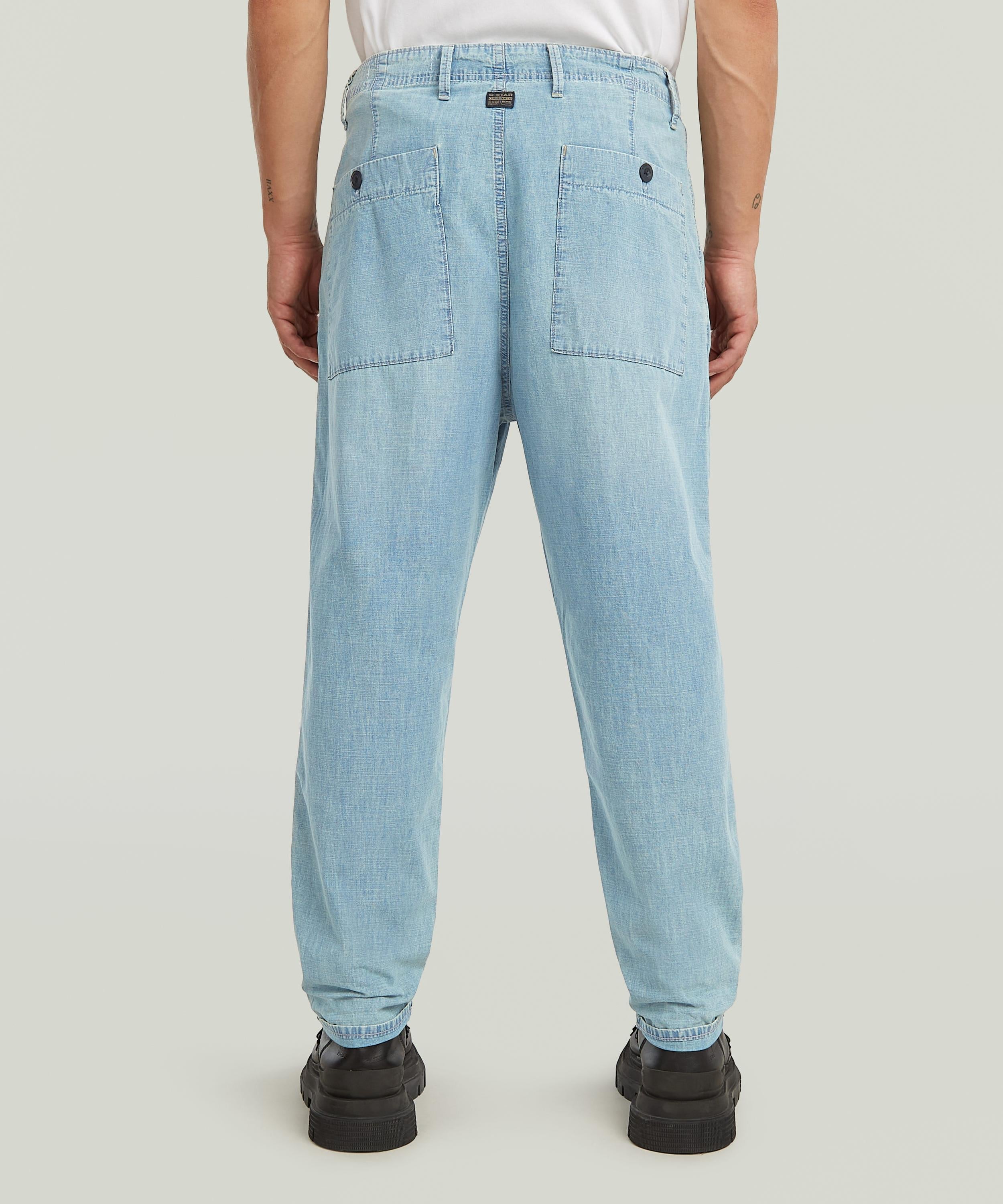 【公式ショップ】Pleated Chino Denim Relaxed Tapered/フロントプリーツチノディテールリラックステーパードジーンズ ジースターロゥ パンツ ジーンズ・デニムパンツ ブルー