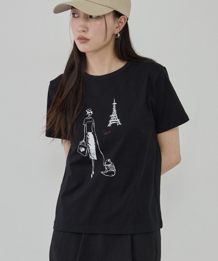 フレンチブルTシャツ ギャレスト トップス カットソー・Tシャツ ブラック ホワイト