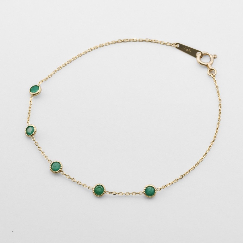 agete K10エメラルドブレスレット アガット アクセサリー・腕時計 ブレスレット・バングル グリーン【送料無料】