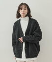 【SALE／50%OFF】JUNRed モヘアライクビッグカーディガン ジュンレッド トップス カーディガン ブラック グレー グリーン パープル