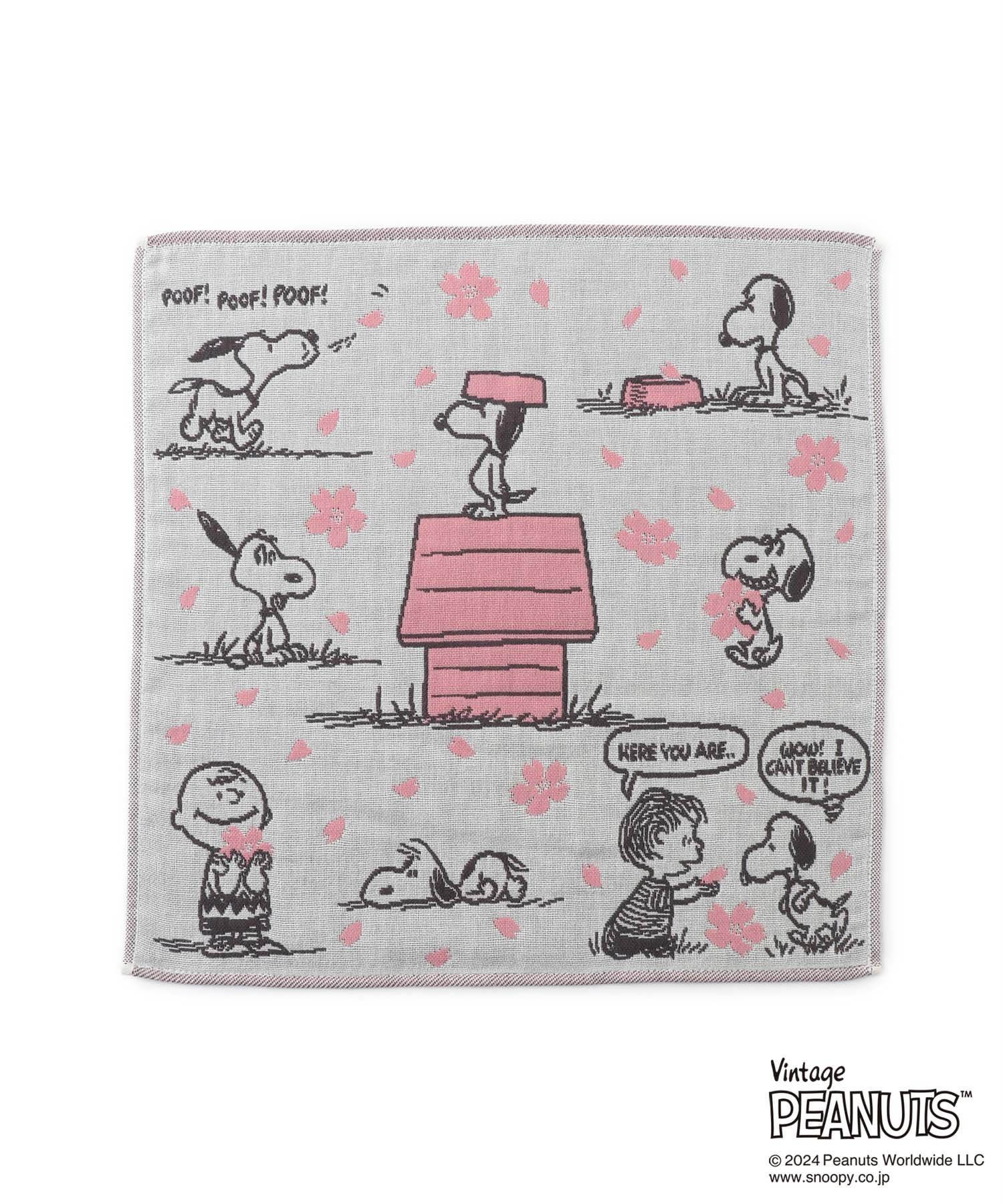 ガーゼ ROPE' PICNIC PASSAGE 【SNOOPY/スヌーピー】さくら3重ガーゼハンカチ ロペピクニック ファッション雑貨 ハンカチ・ハンドタオル ホワイト ネイビー ブルー ピンク