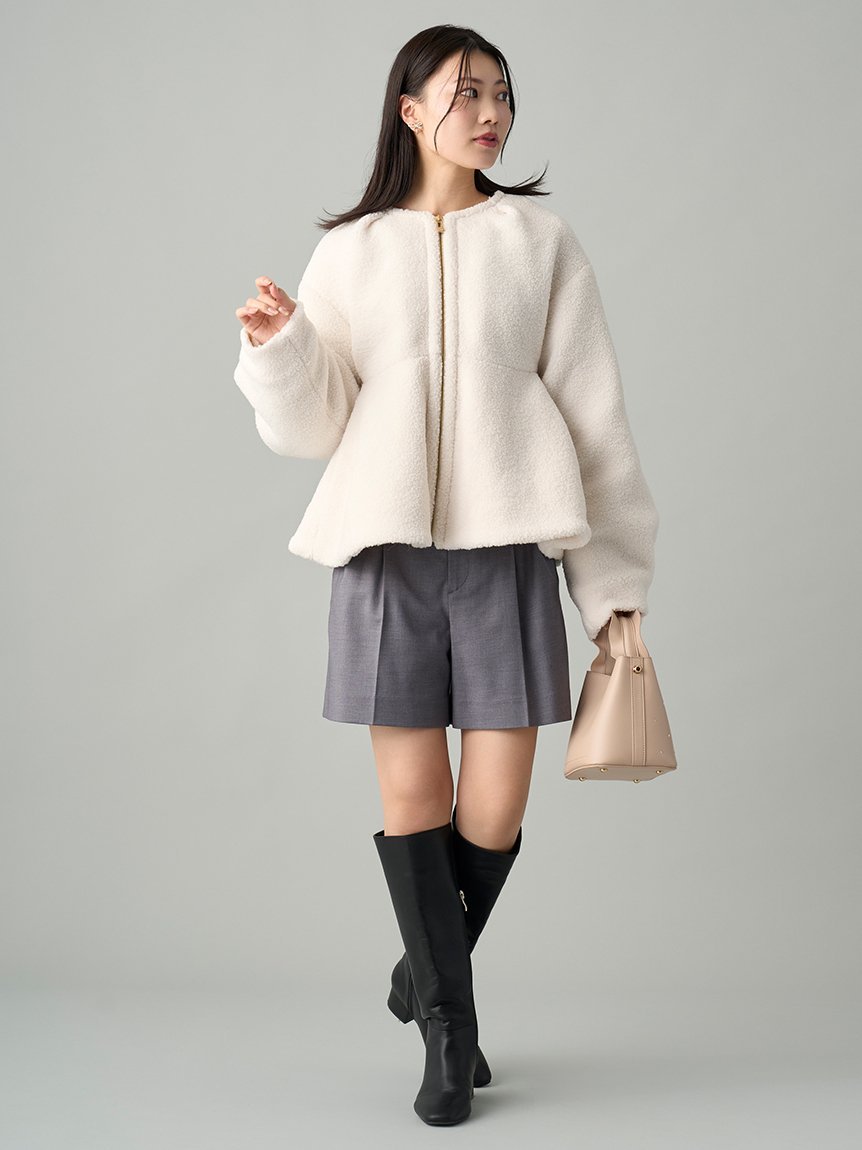 CELFORD ボアペプラムジャケット セルフォード ジャケット・アウター テーラードジャケット・ブレザー ホワイト グレー ベージュ【送料無料】のサムネイル