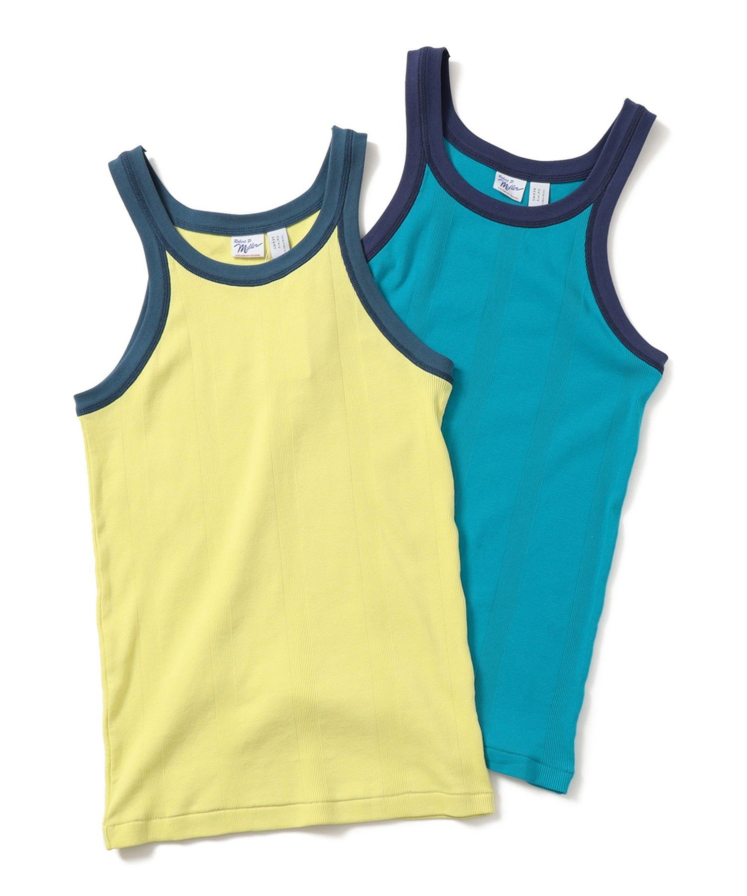 【SALE／50%OFF】International Gallery BEAMS MILLER * IG / 別注 2パック カラートリム タンクトップ 24SS ビームス メン トップス カットソー・Tシャツ ブルー【送料無料】