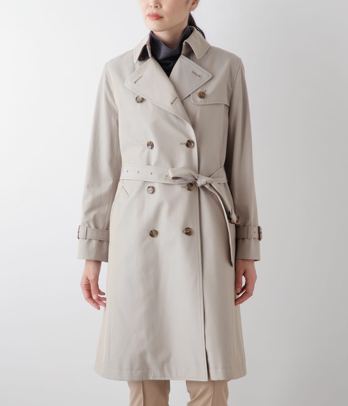 NEWYORKER WOMEN L-SIZE 【L】【撥水】TCオーガニックギャバ トレンチコート ニューヨーカー エルサイズ ジャケット・アウター トレンチコート ベージュ ネイビー